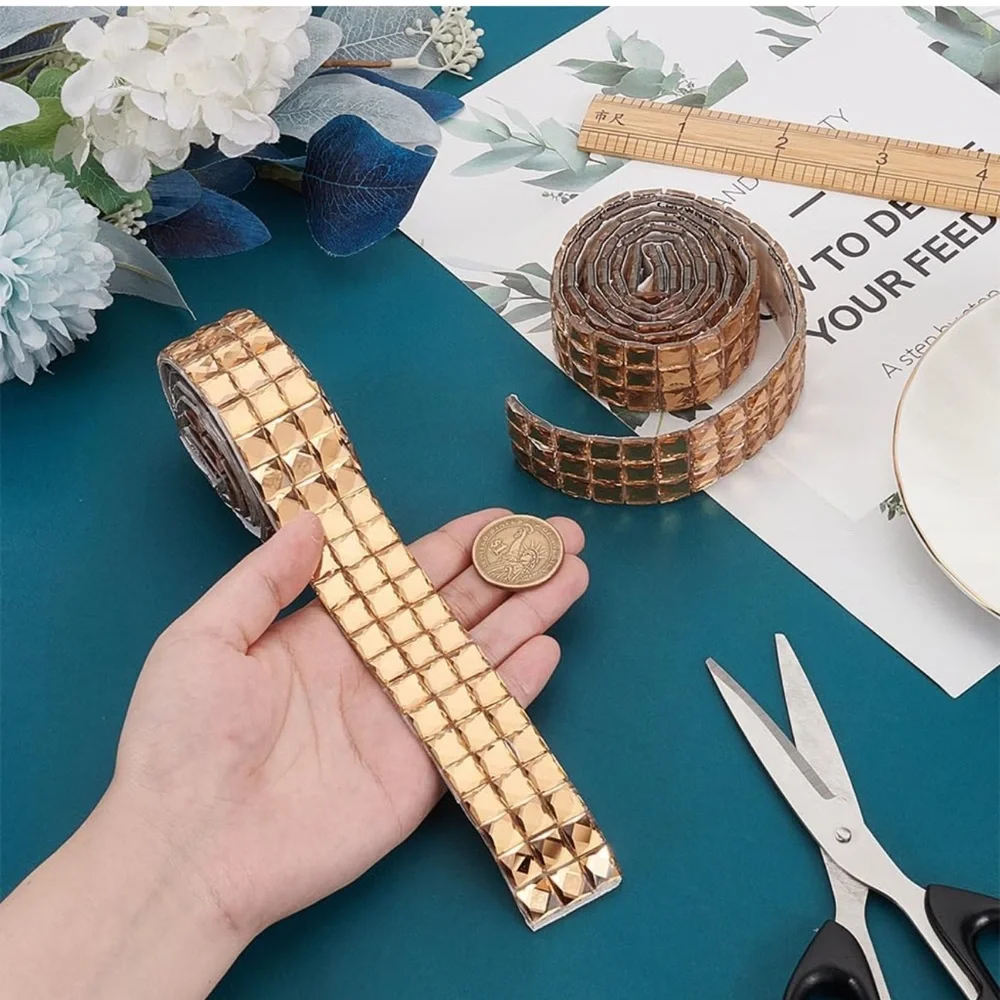 NWT Crystal Rhinestone Ribbon Self-Adhesive Sticker Banding Belt Wrap Champagne